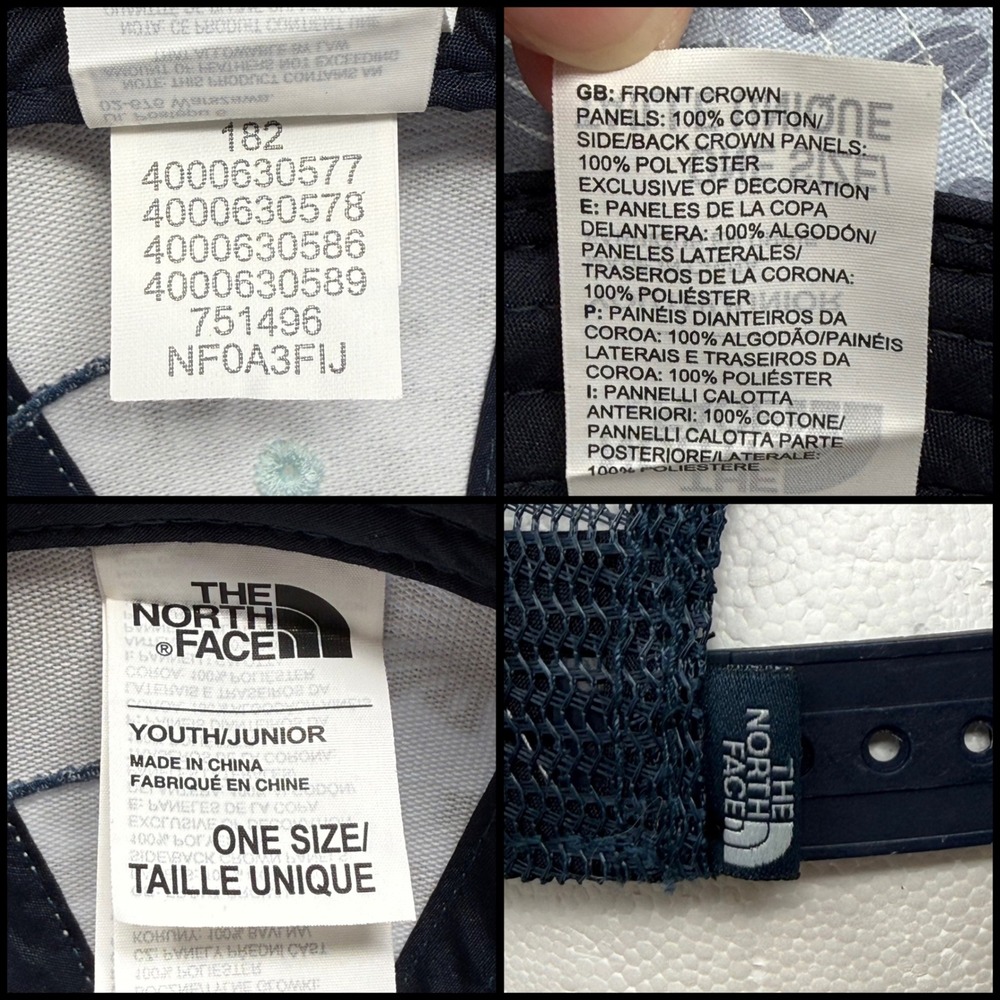 The North Face Youth Trucker Hat Grey Navy Blue Fern Print Snapback NF0A3FIJ - Picture 8 of 8